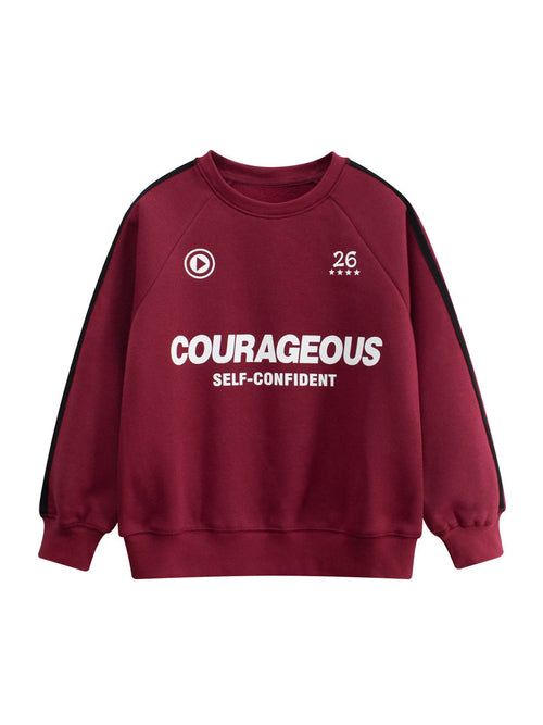 Arrival Fleece-lined Pullover Hoodie with Letter Design for Big Boys